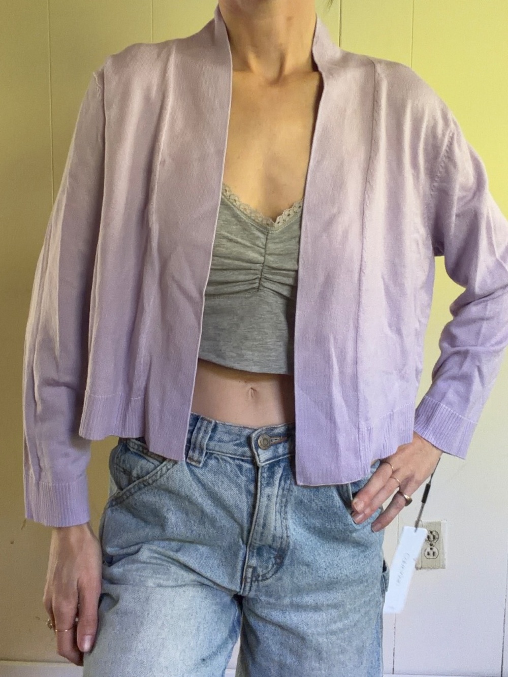Calvin klien lilac pastel knitted cropped cardigan cotton summer